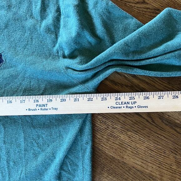 VTG 90s Polo Ralph Lauren V Neck Pullover Sweater Mens L Teal Cotton Preppy - Picture 7 of 8